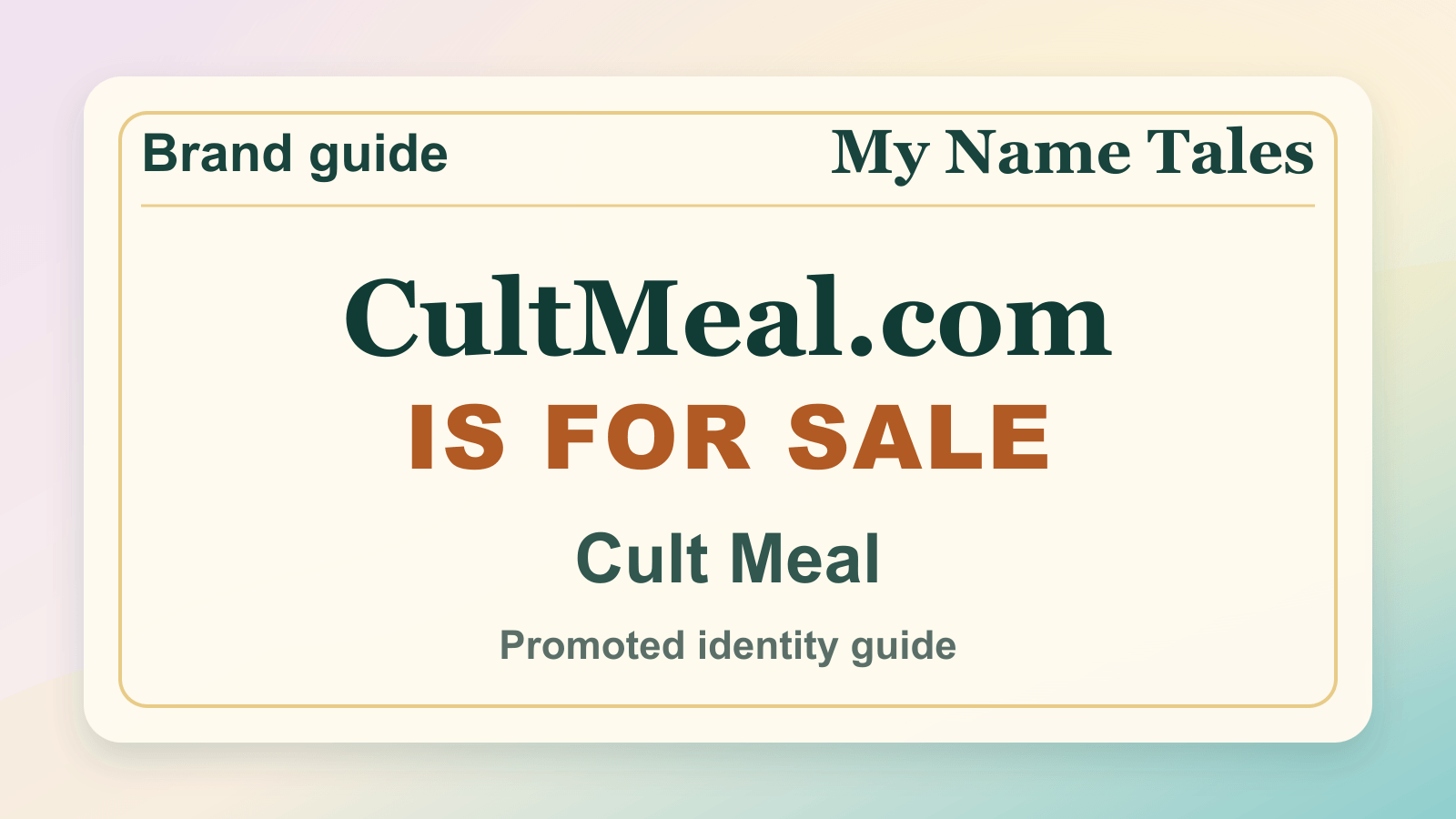 Cult Meal identity guide image — CultMeal.com is for sale