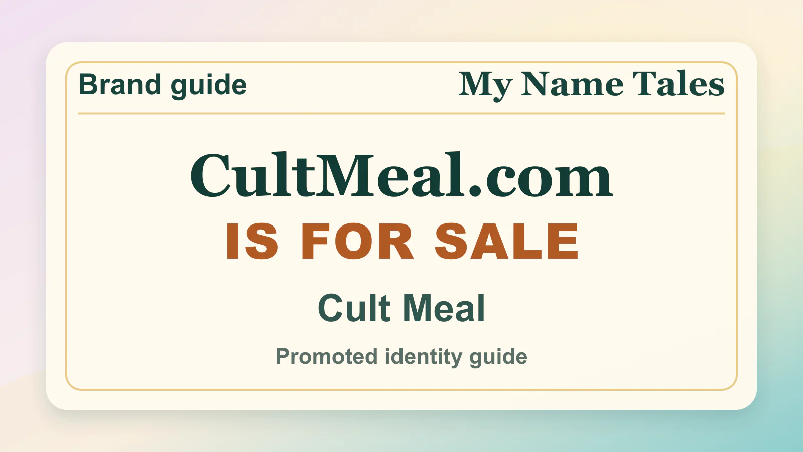 Cult Meal brandable domain guide thumbnail on My Name Tales