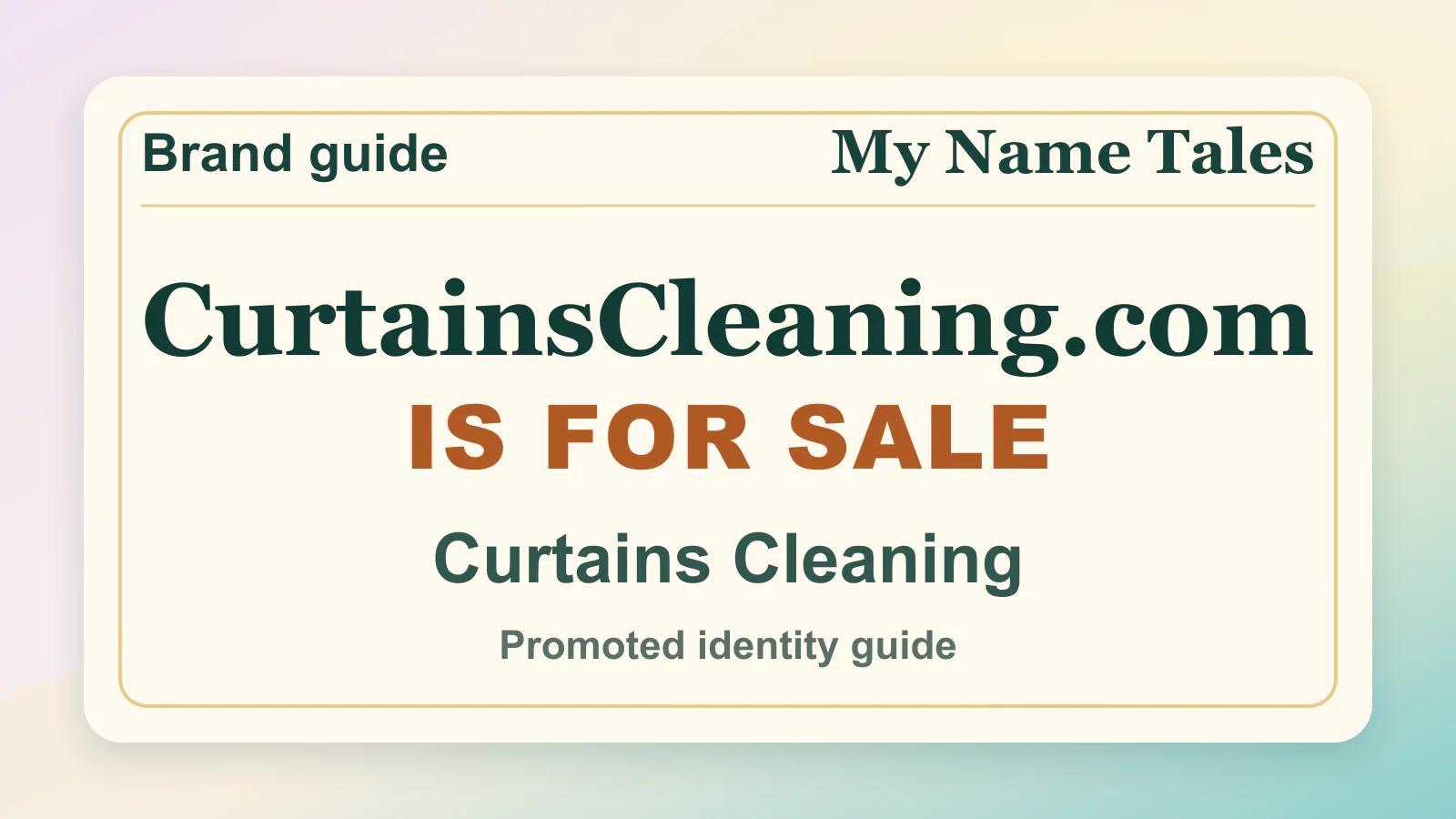Curtains Cleaning brandable domain guide thumbnail on My Name Tales