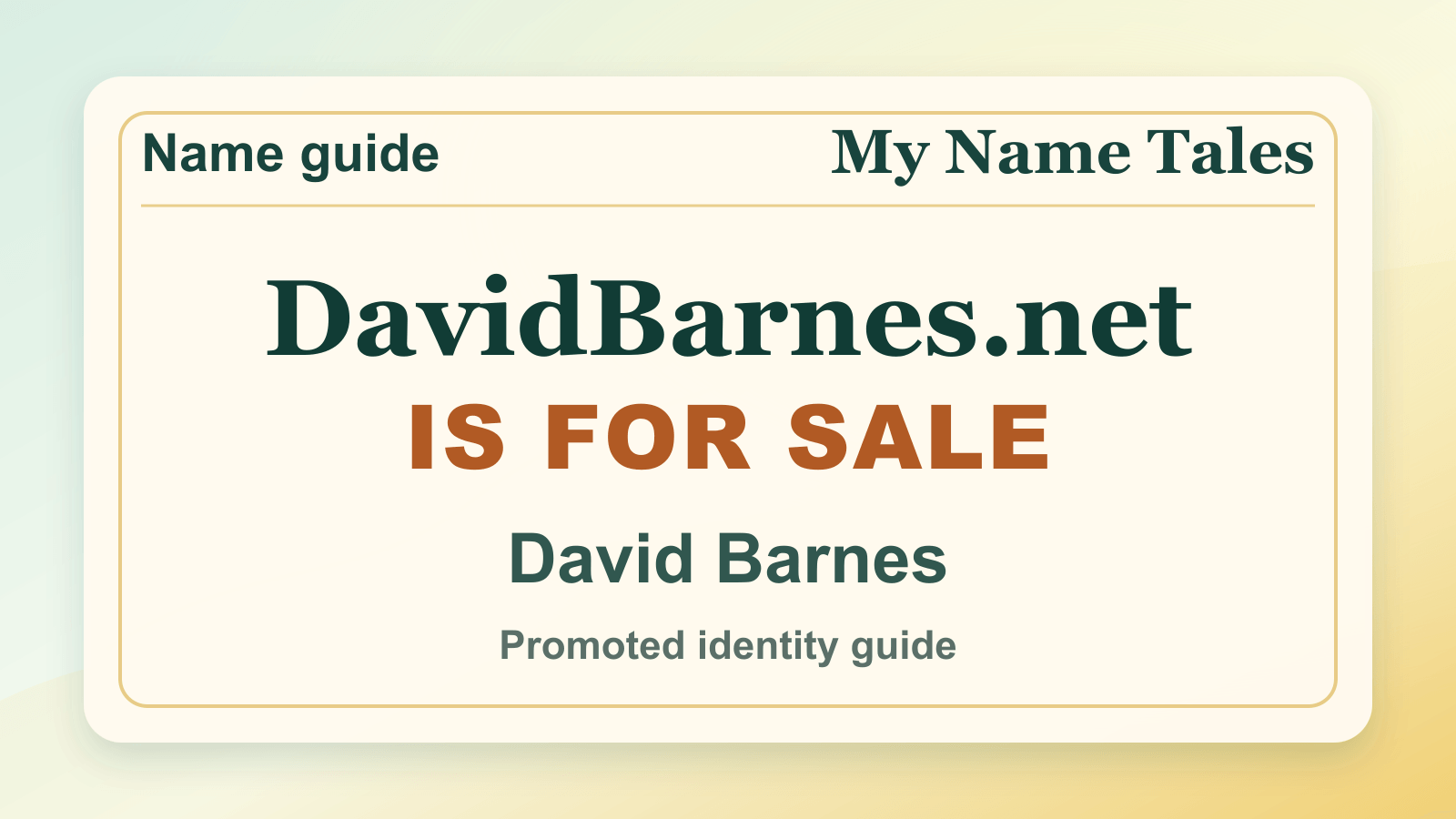 David Barnes identity guide image — DavidBarnes.net is for sale