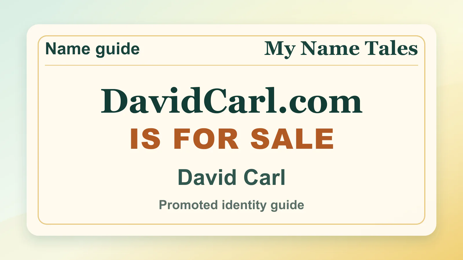 David Carl personal name guide thumbnail on My Name Tales