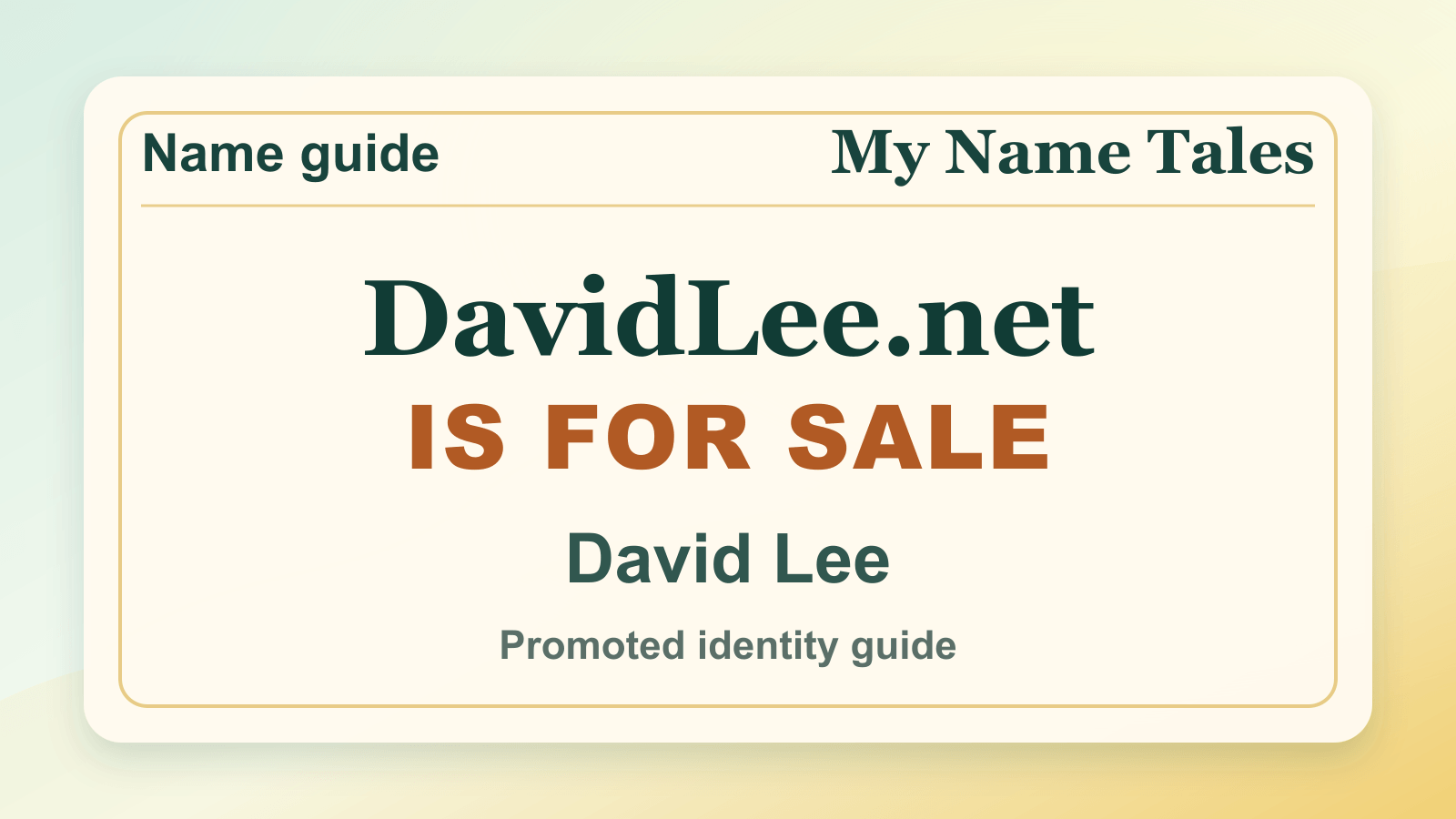 David Lee identity guide image — DavidLee.net is for sale