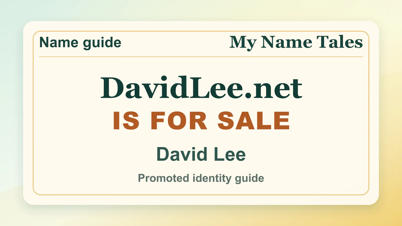 David Lee personal name guide thumbnail on My Name Tales
