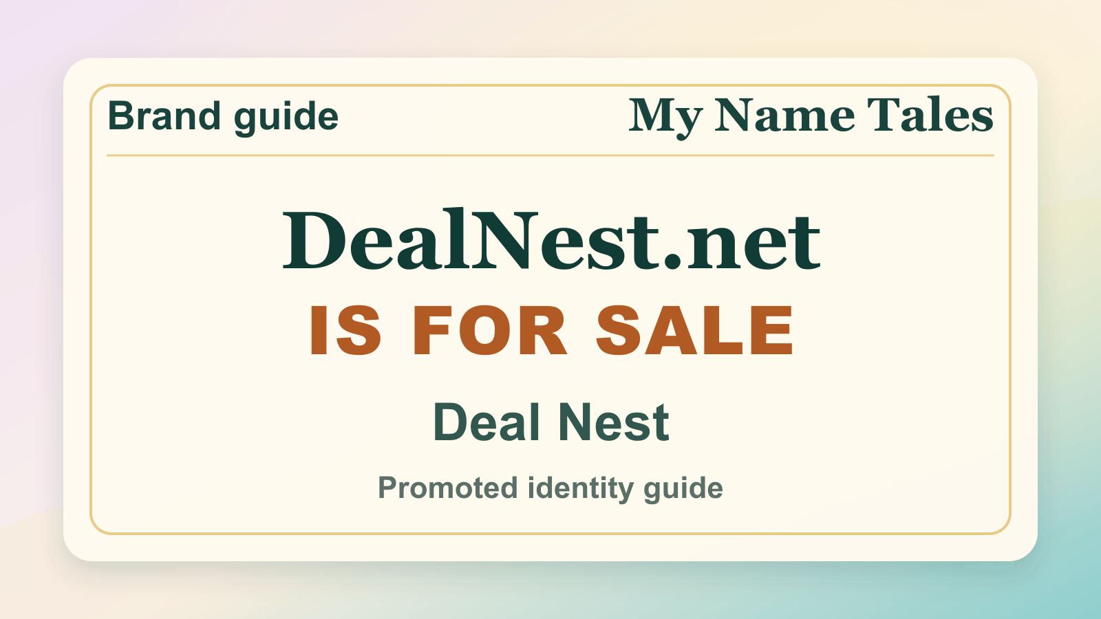 Deal Nest identity guide image — DealNest.net is for sale