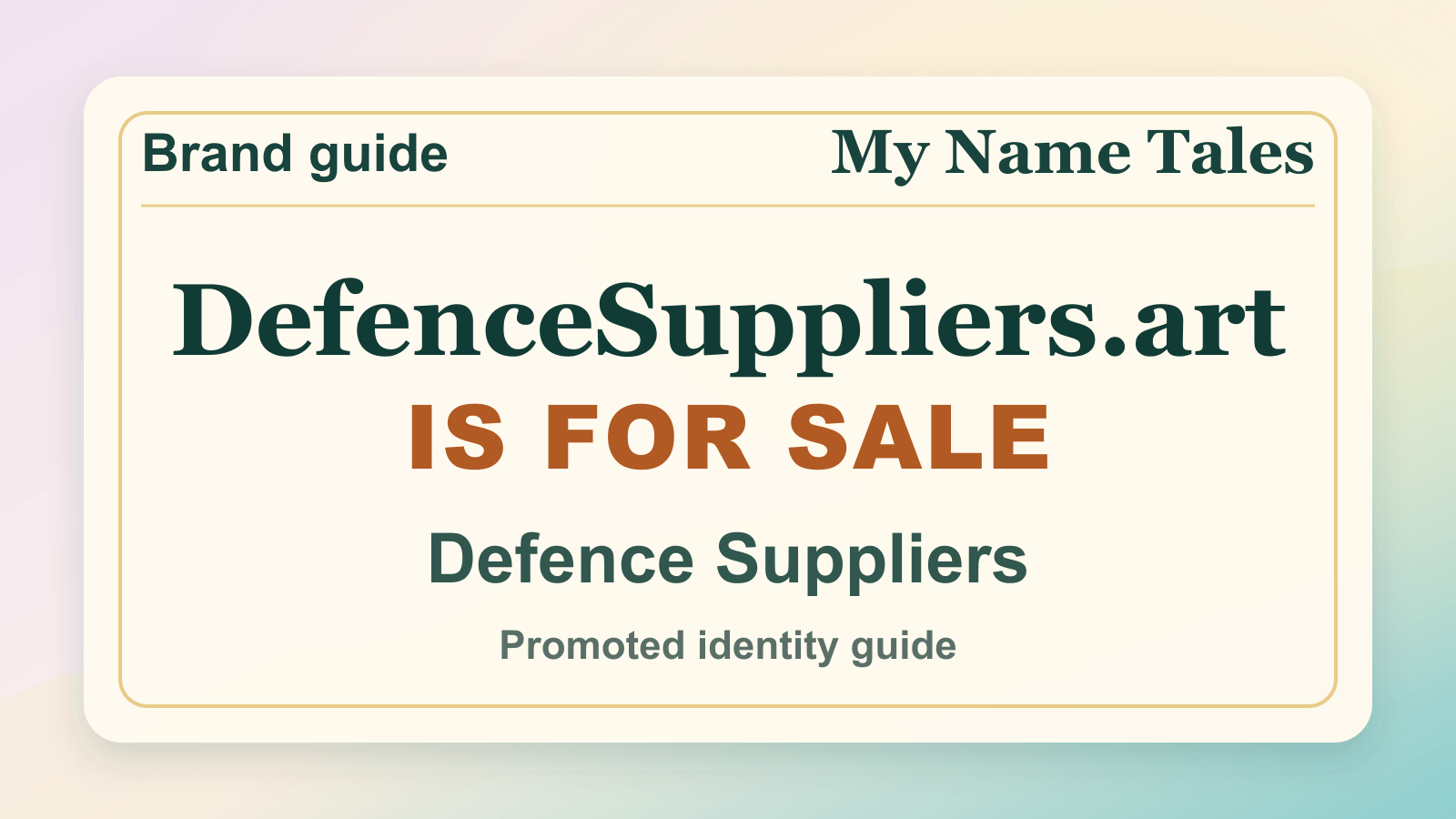 Defence Suppliers identity guide image — DefenceSuppliers.art is for sale
