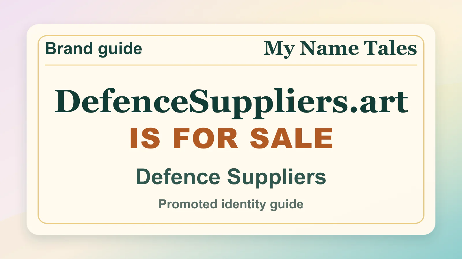 Defence Suppliers brandable domain guide thumbnail on My Name Tales