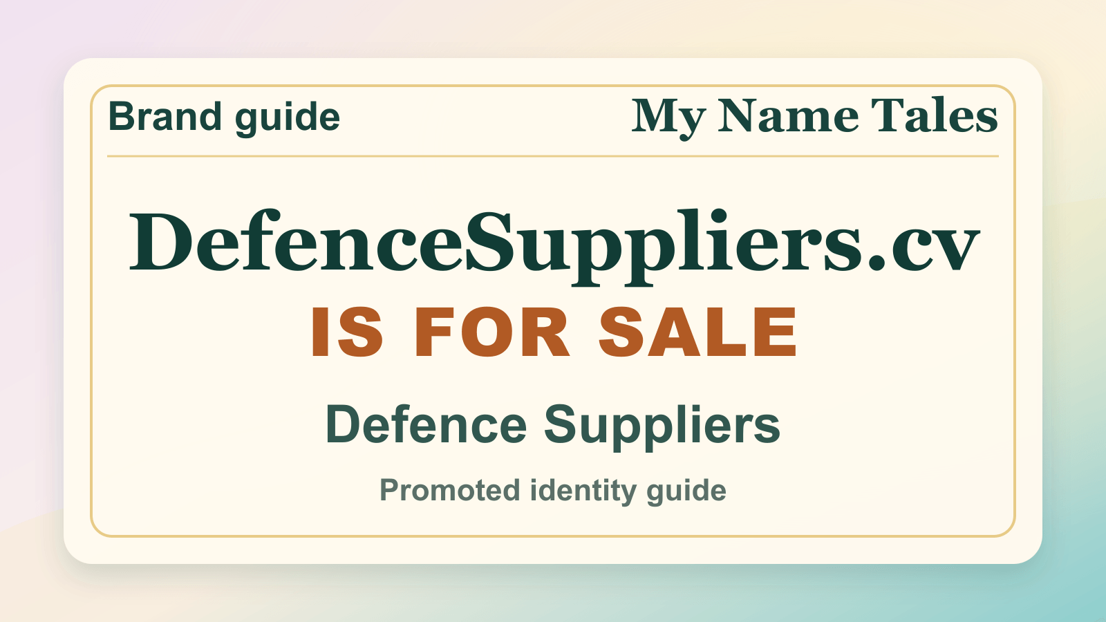 Defence Suppliers identity guide image — DefenceSuppliers.cv is for sale