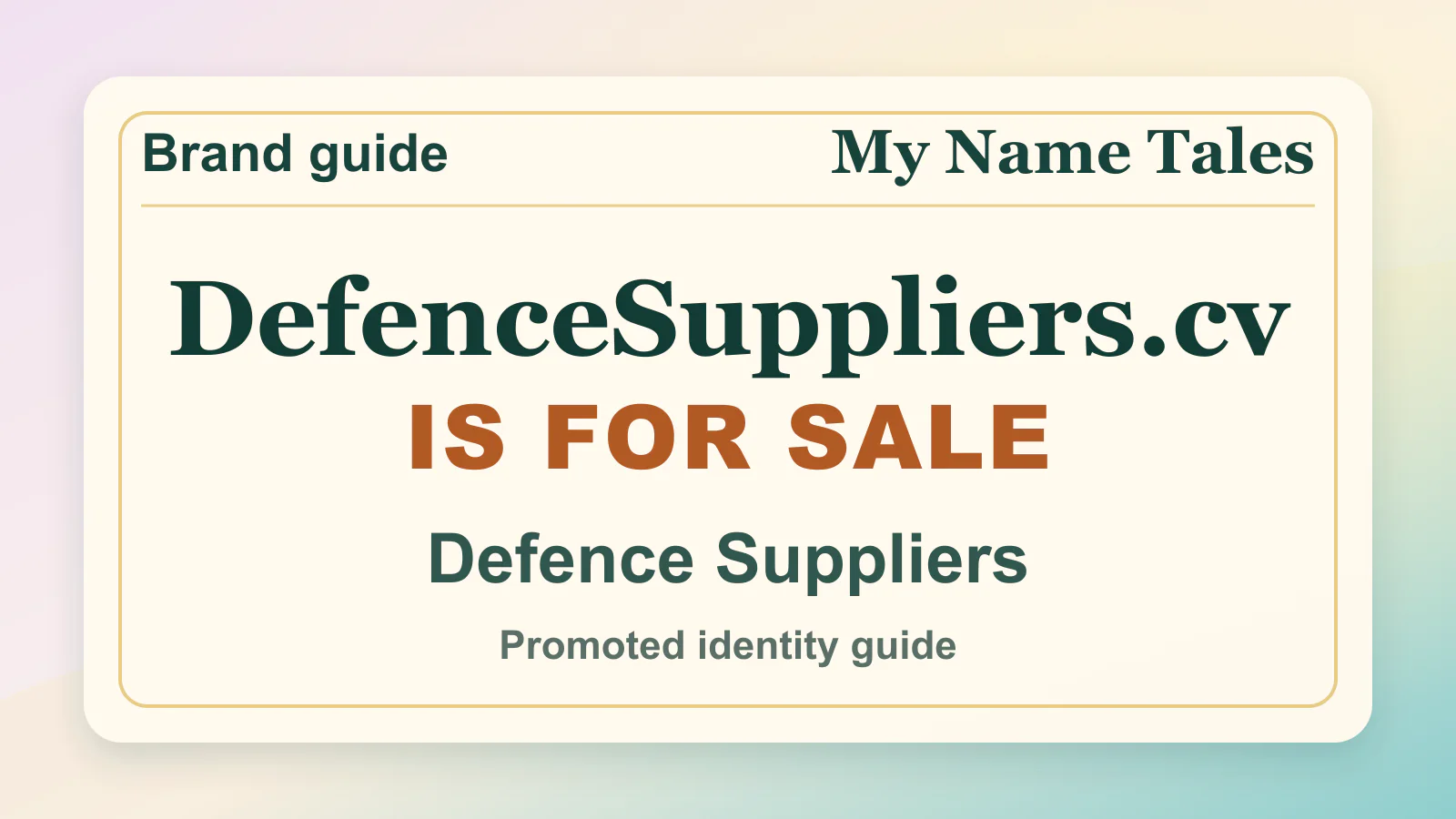 Defence Suppliers brandable domain guide thumbnail on My Name Tales