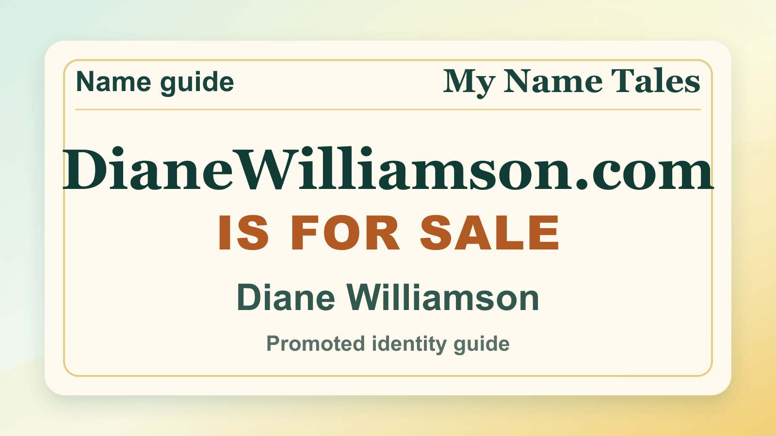 Diane Williamson identity guide image — DianeWilliamson.com is for sale
