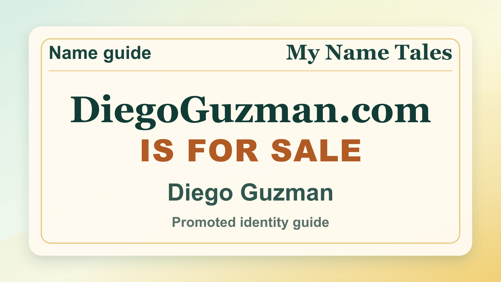 Diego Guzman identity guide image — DiegoGuzman.com is for sale