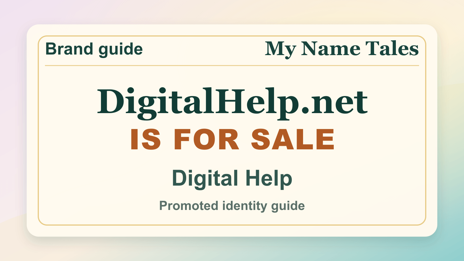 Digital Help identity guide image — DigitalHelp.net is for sale