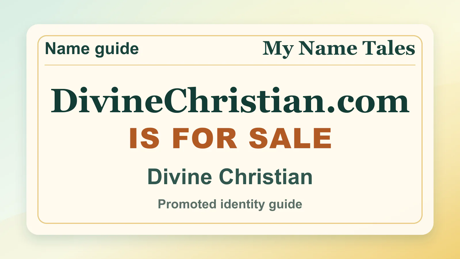 Divine Christian personal name guide thumbnail on My Name Tales