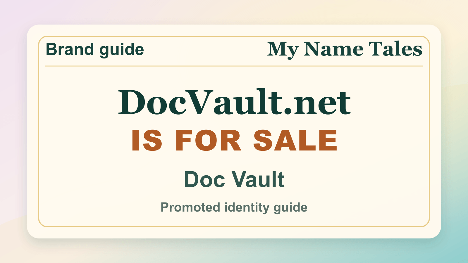 Doc Vault identity guide image — DocVault.net is for sale