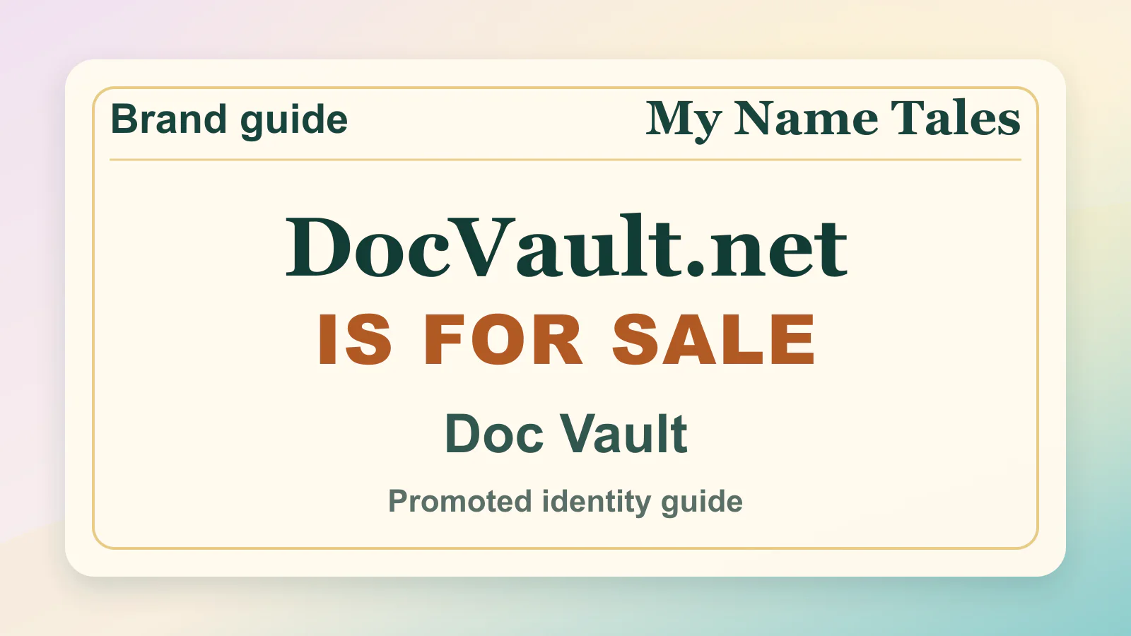 Doc Vault brandable domain guide thumbnail on My Name Tales