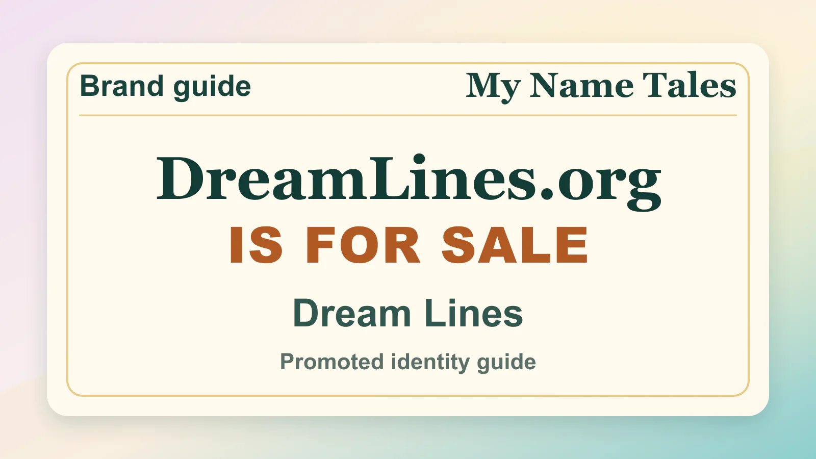 Dream Lines brandable domain guide thumbnail on My Name Tales