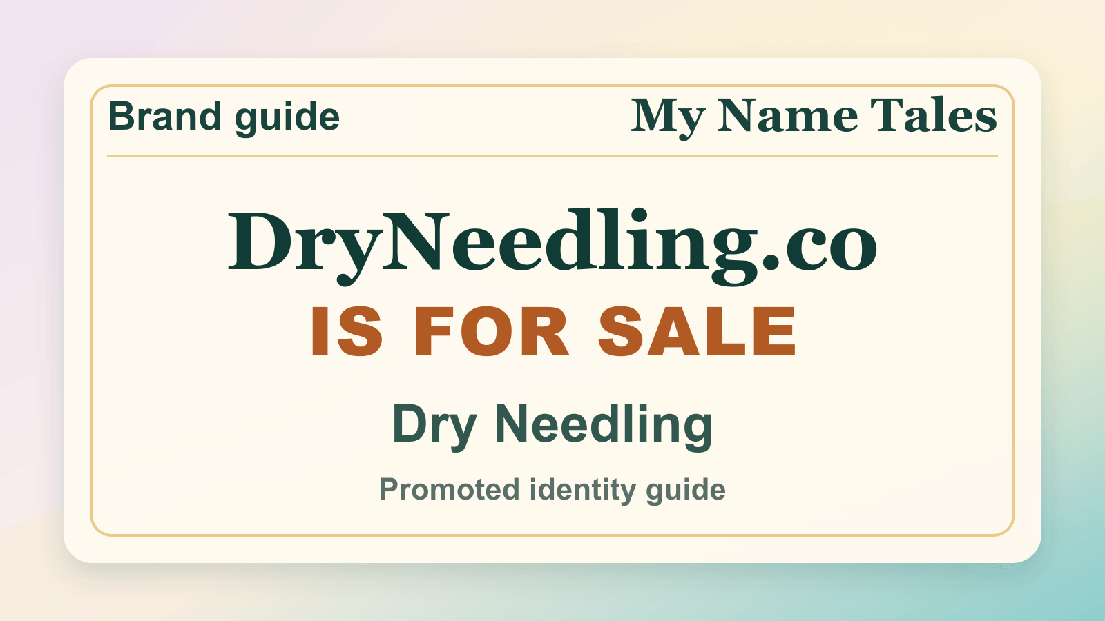 Dry Needling identity guide image — DryNeedling.co is for sale