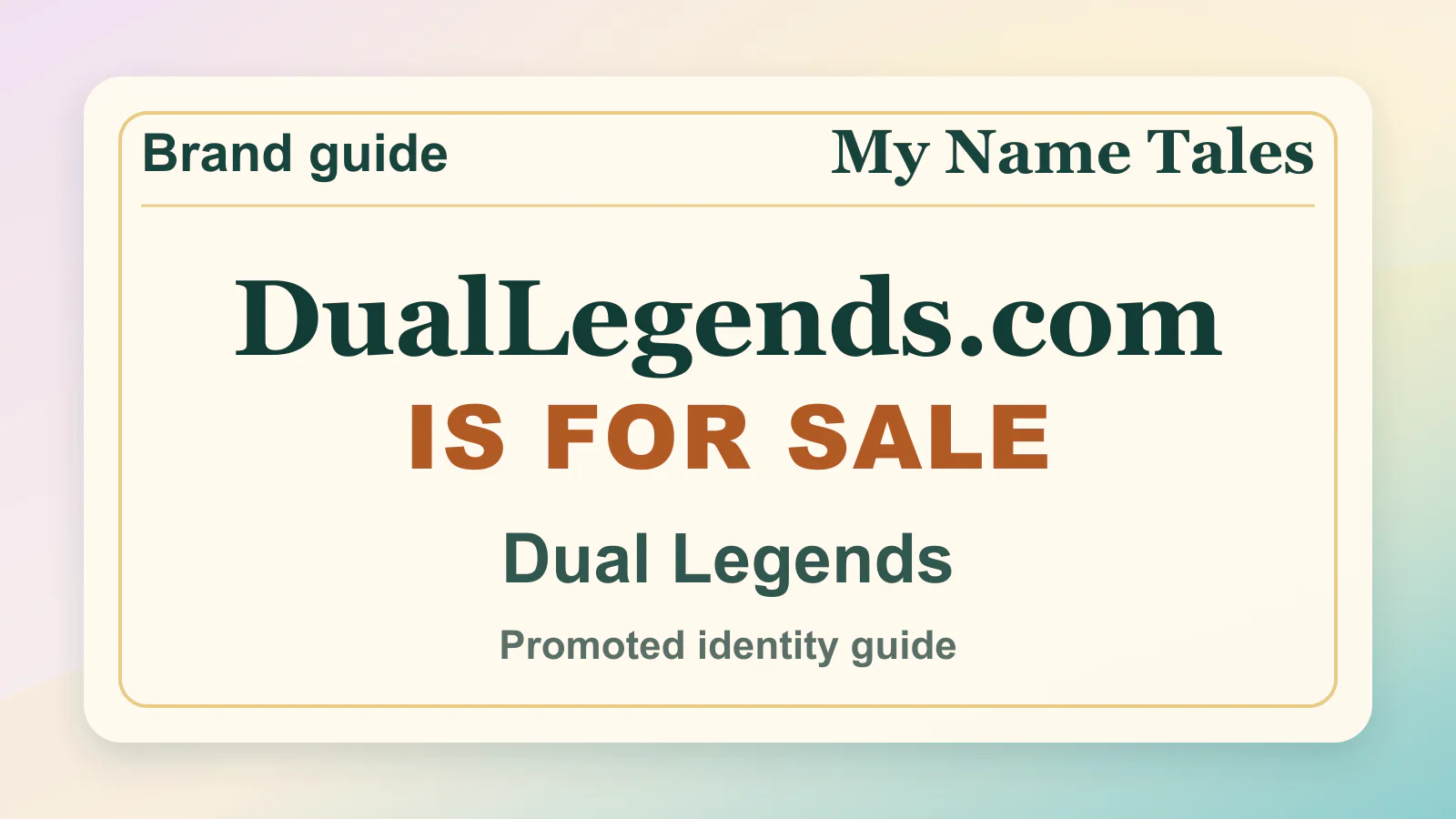 Dual Legends brandable domain guide thumbnail on My Name Tales