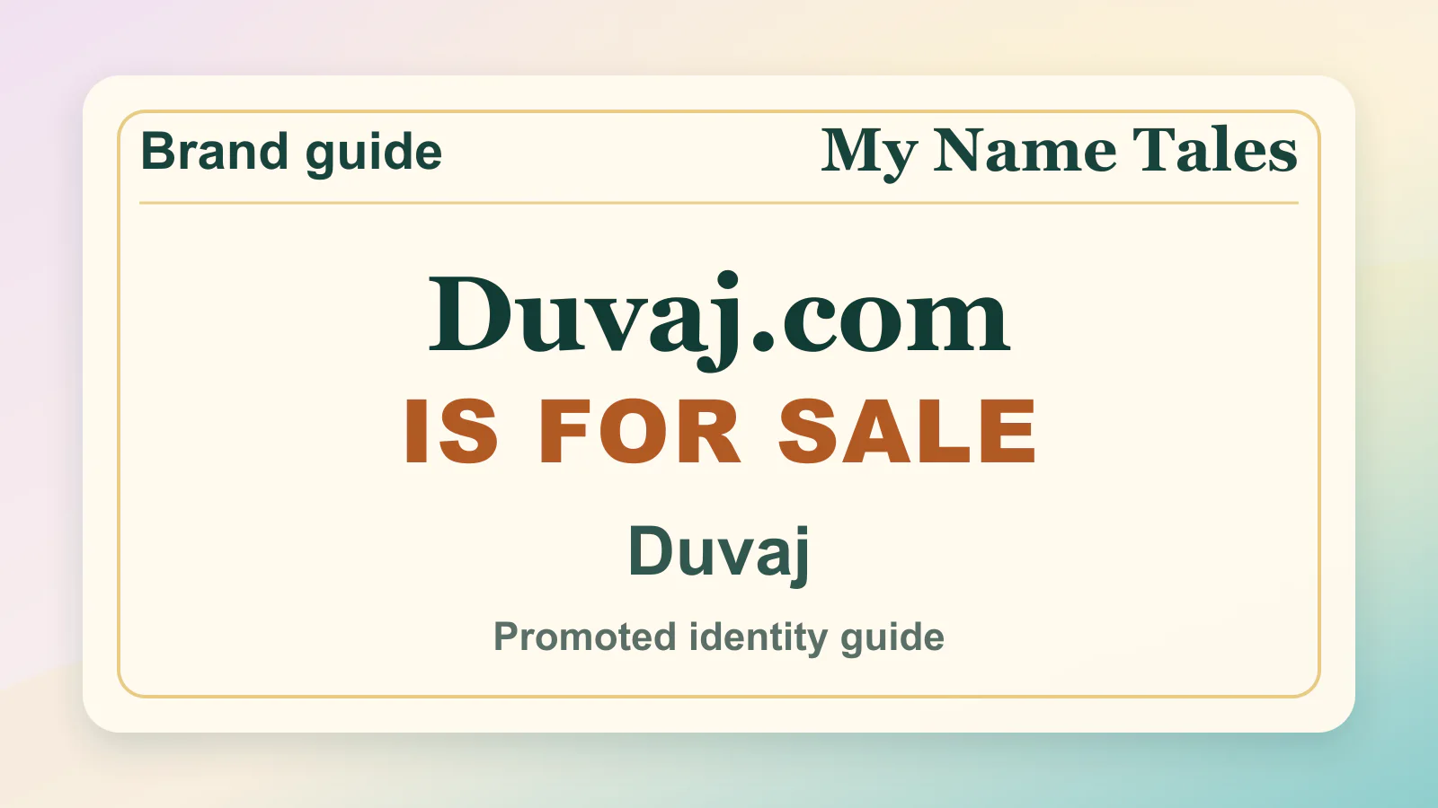 Duvaj brandable domain guide thumbnail on My Name Tales