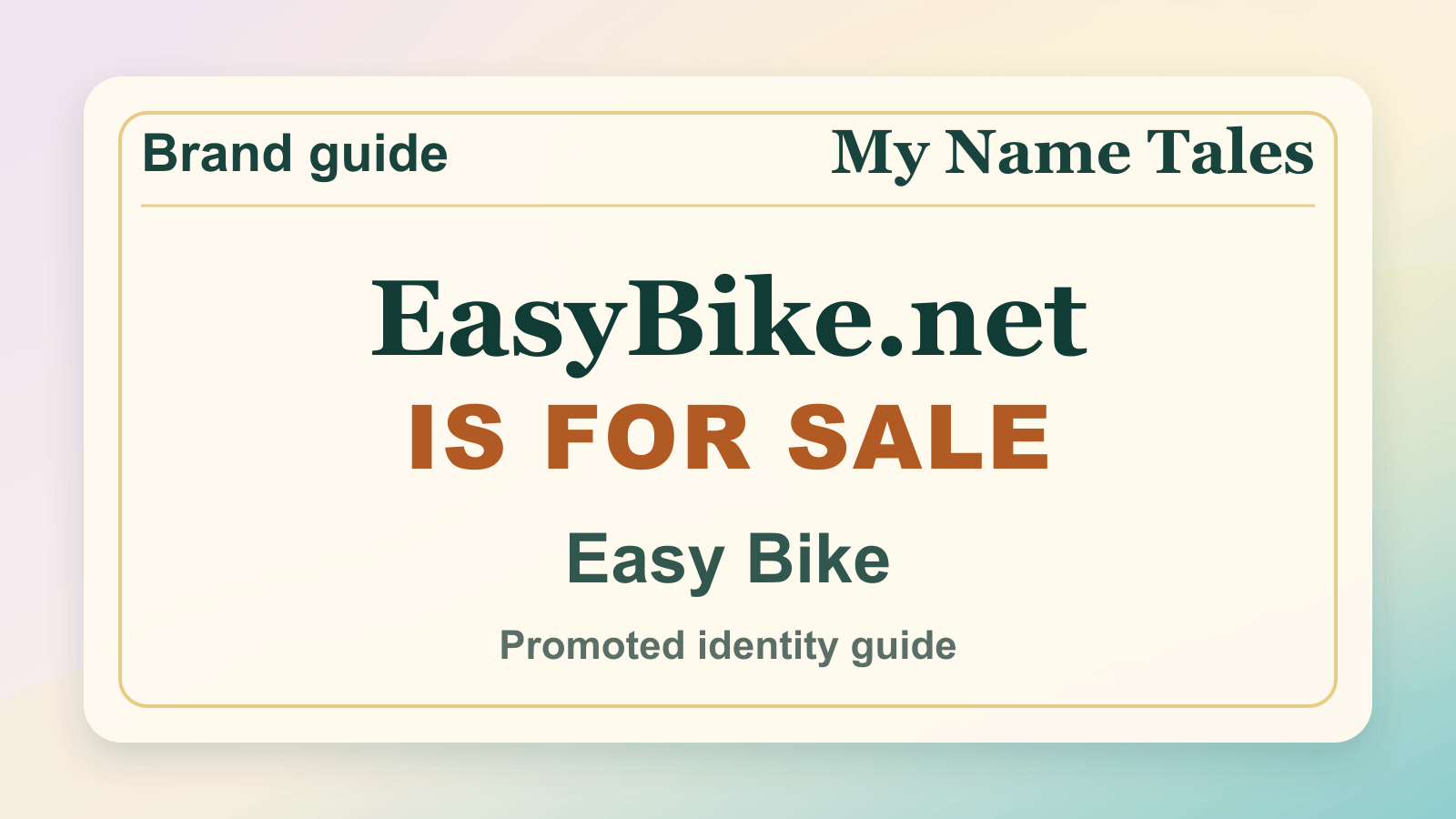 Easy Bike identity guide image — EasyBike.net is for sale