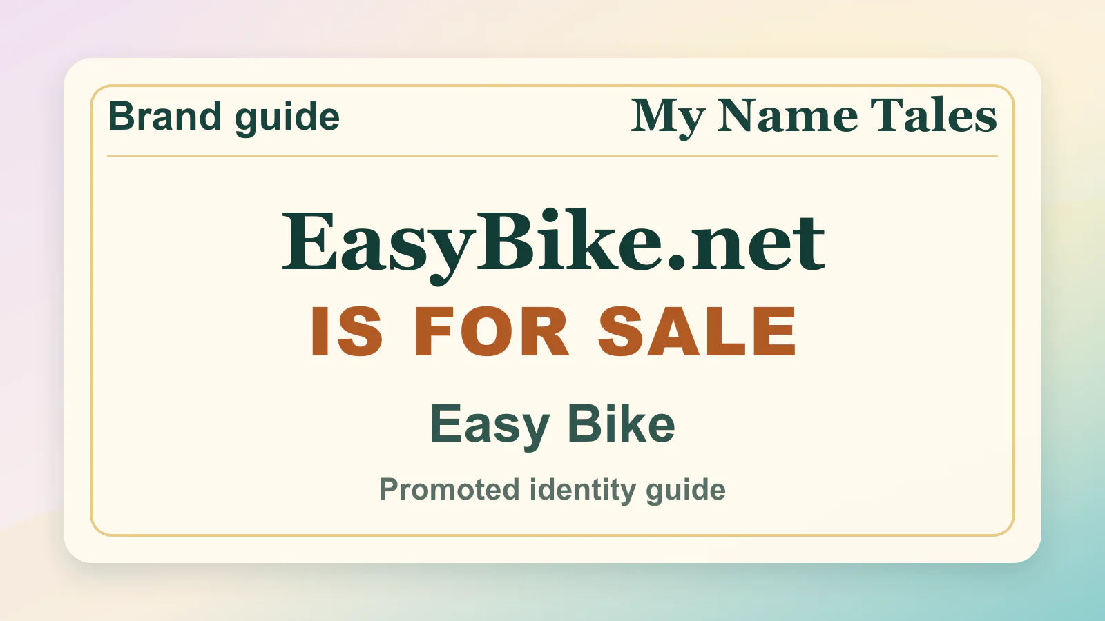 Easy Bike brandable domain guide thumbnail on My Name Tales