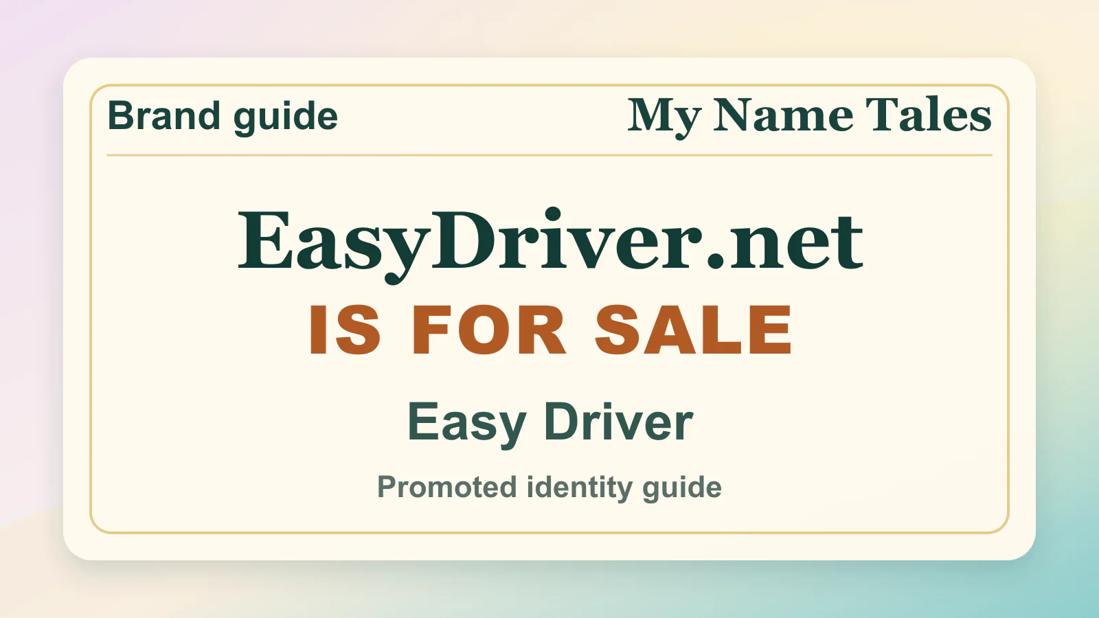Easy Driver brandable domain guide thumbnail on My Name Tales