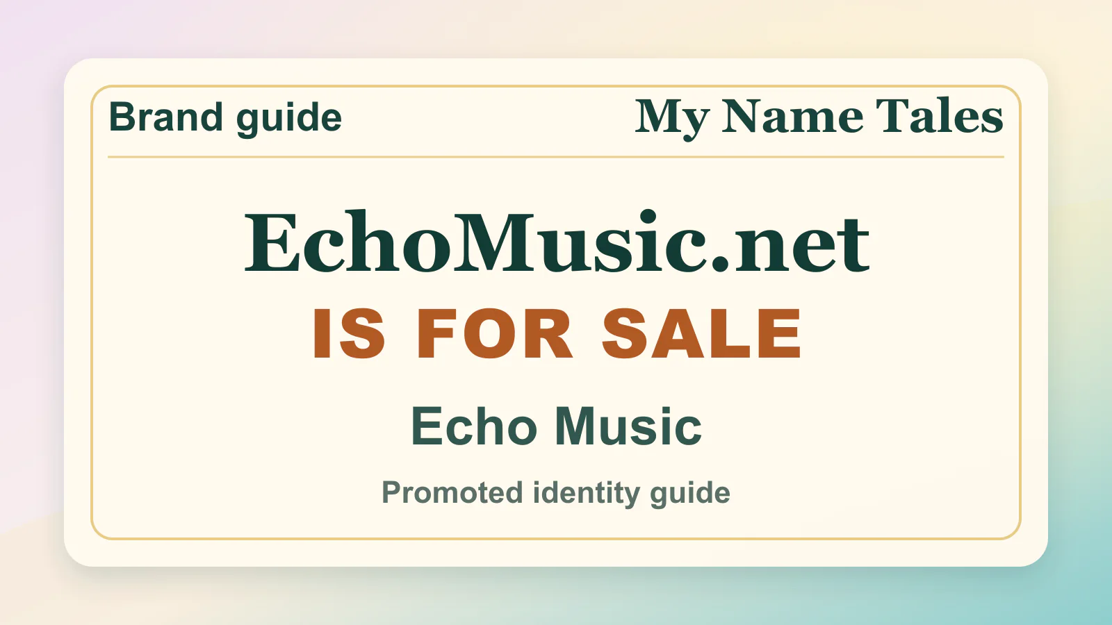 Echo Music brandable domain guide thumbnail on My Name Tales