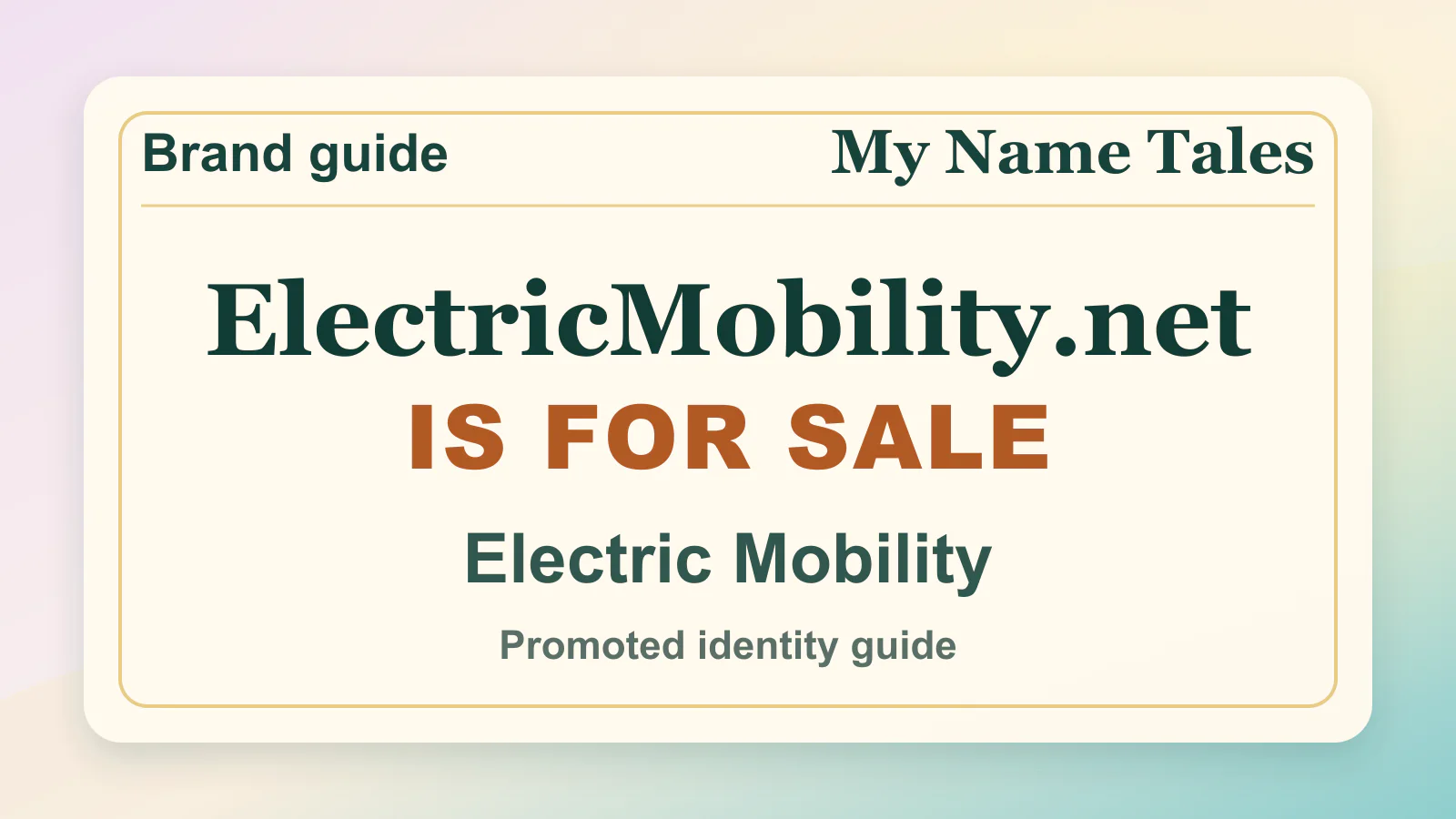 Electric Mobility brandable domain guide thumbnail on My Name Tales