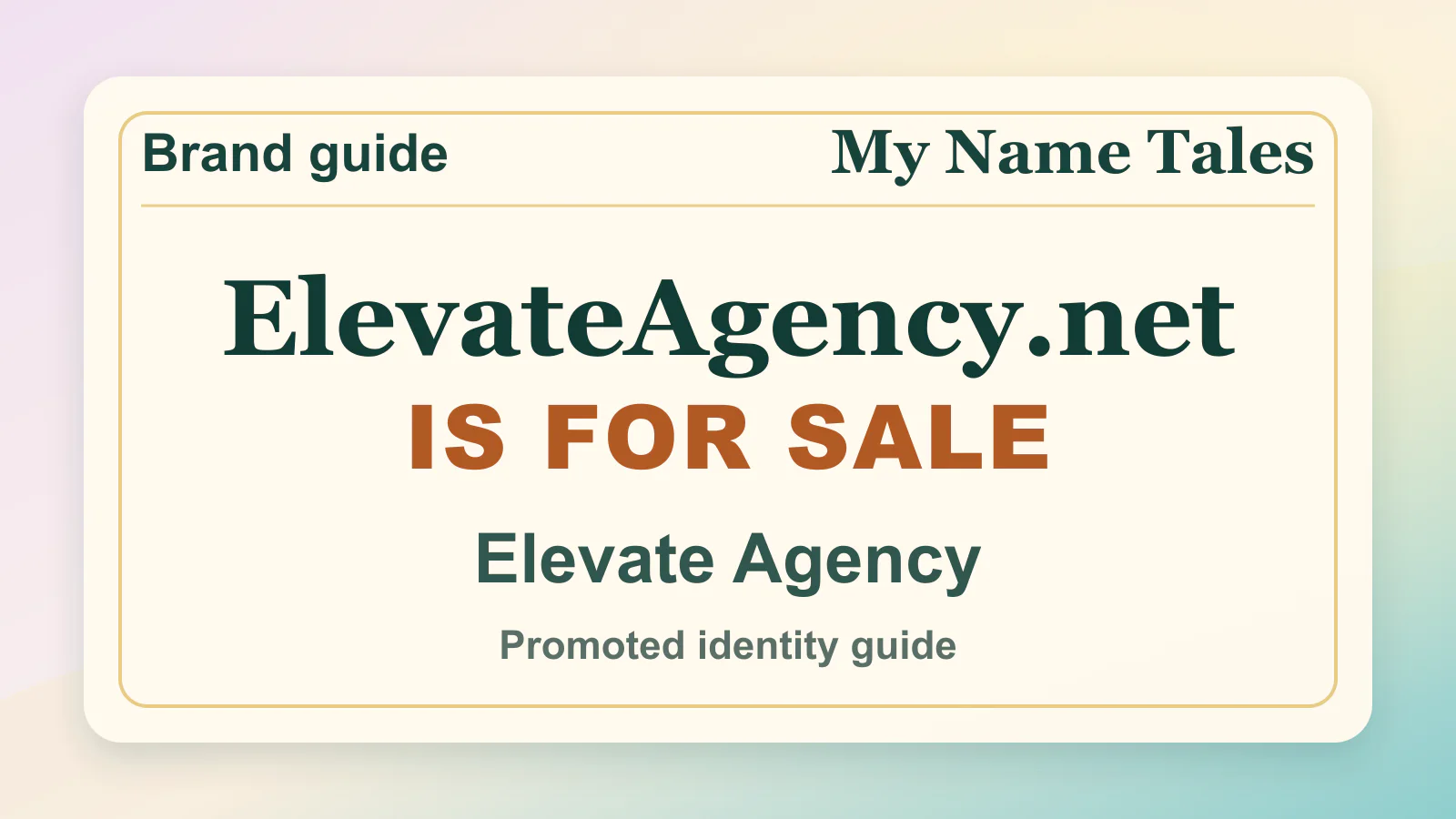 Elevate Agency brandable domain guide thumbnail on My Name Tales