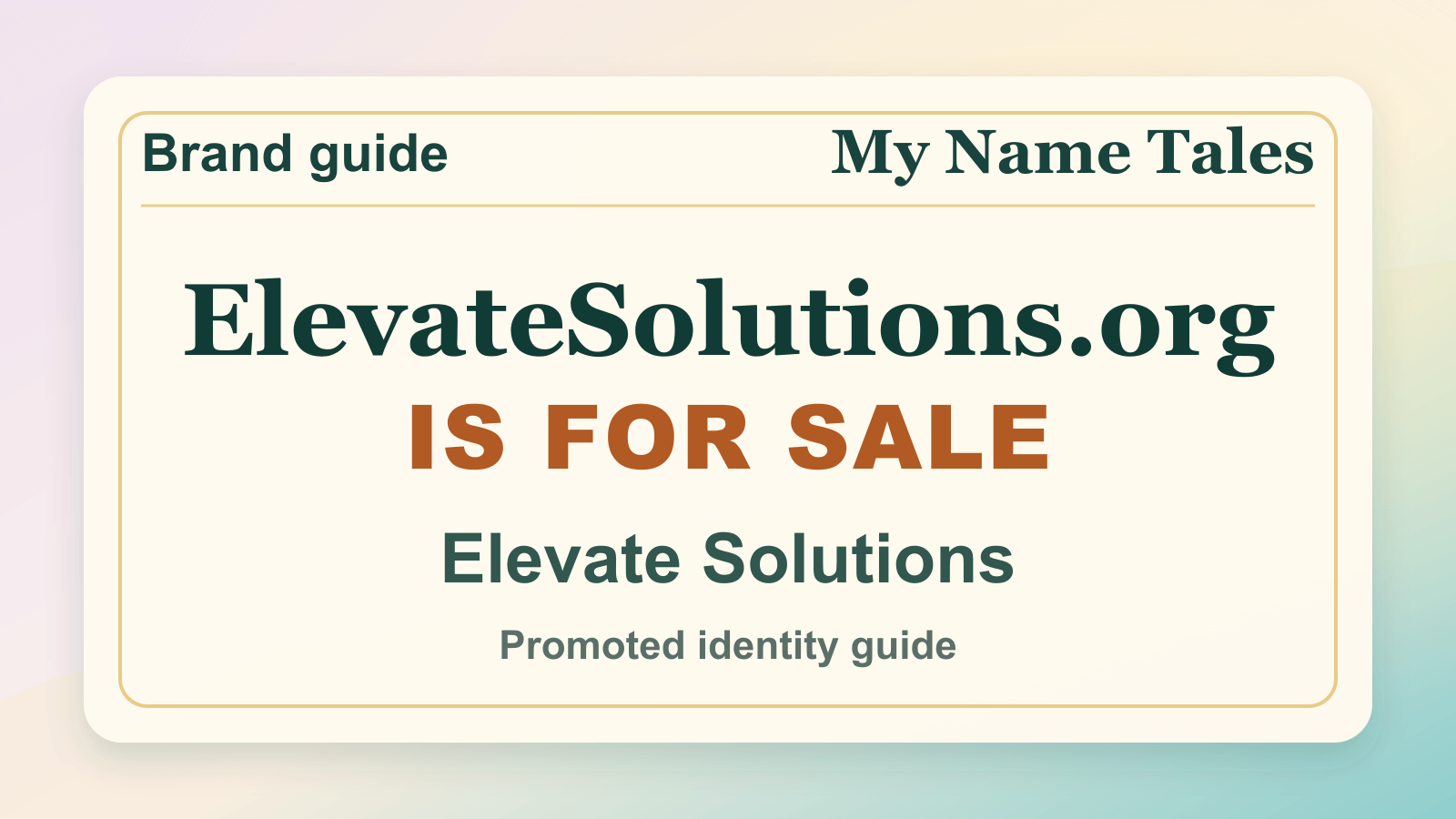 Elevate Solutions identity guide image — ElevateSolutions.org is for sale