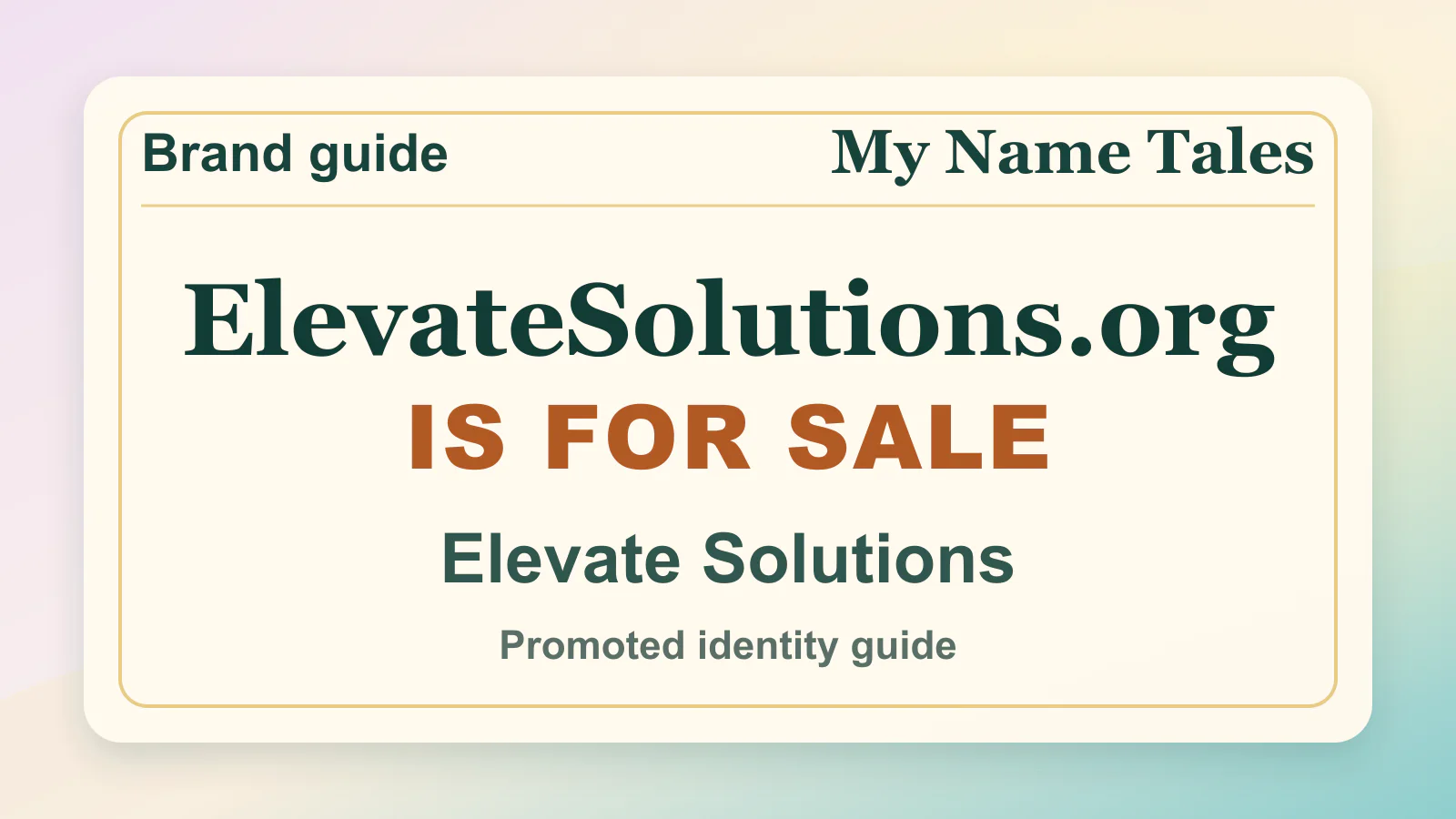 Elevate Solutions brandable domain guide thumbnail on My Name Tales