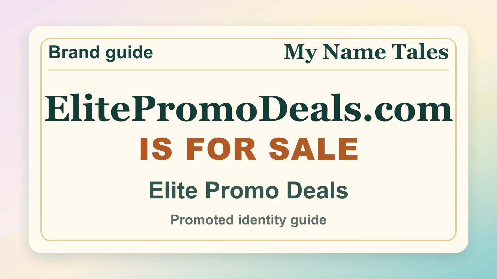 Elite Promo Deals brandable domain guide thumbnail on My Name Tales