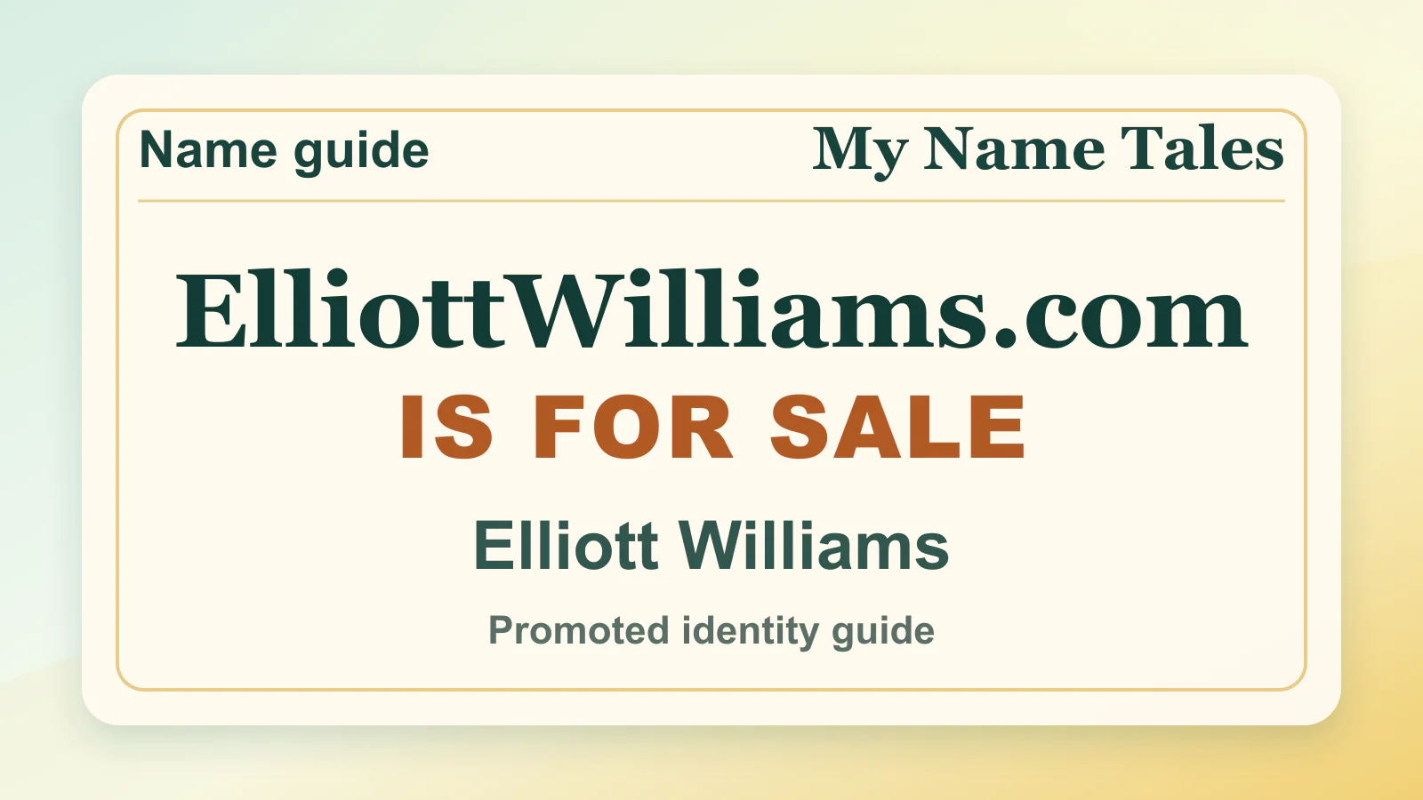 Elliott Williams personal name guide thumbnail on My Name Tales