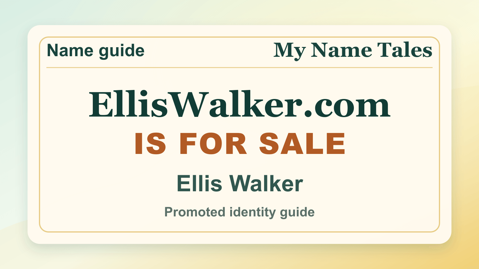 Ellis Walker identity guide image — EllisWalker.com is for sale
