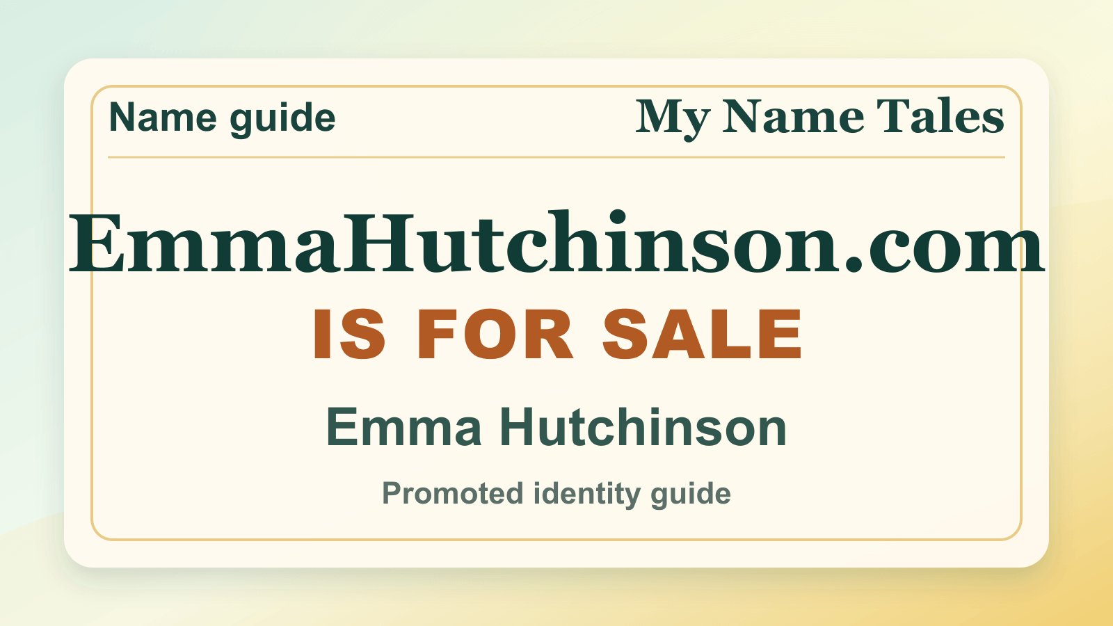 Emma Hutchinson identity guide image — EmmaHutchinson.com is for sale