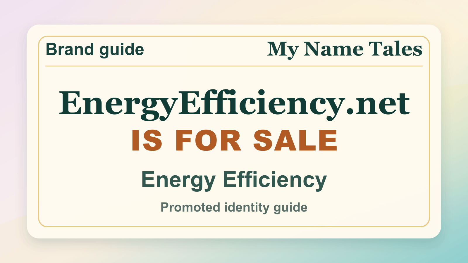 Energy Efficiency identity guide image — EnergyEfficiency.net is for sale