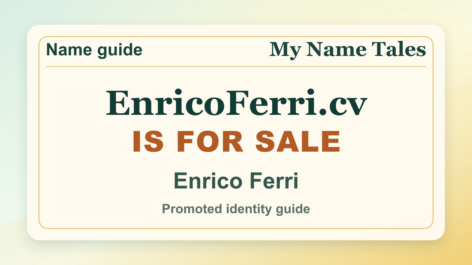 Enrico Ferri identity guide image — EnricoFerri.cv is for sale