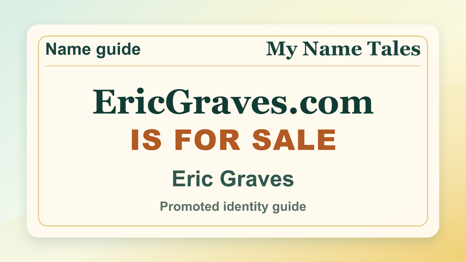 Eric Graves identity guide image — EricGraves.com is for sale