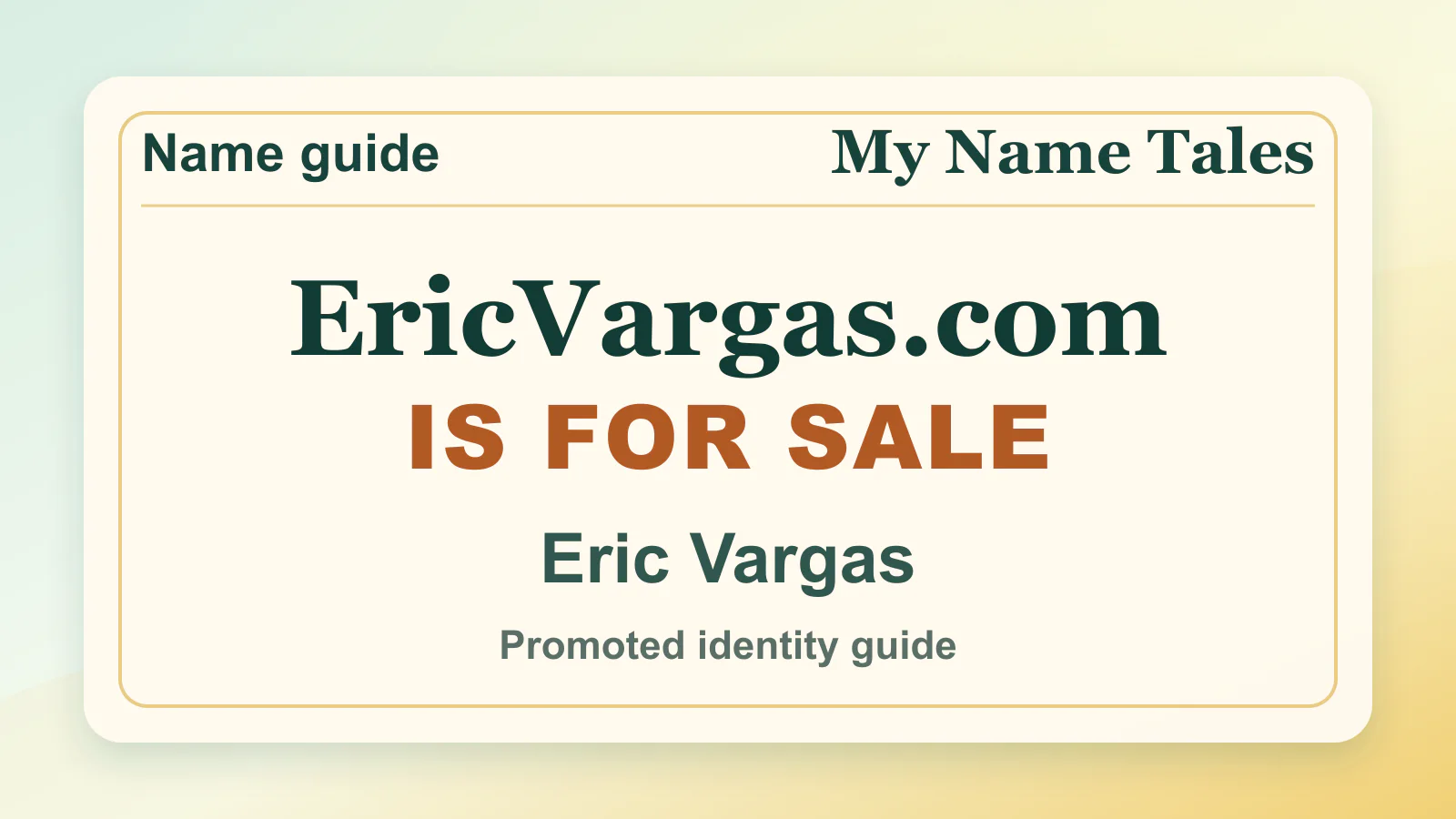 Eric Vargas personal name guide thumbnail on My Name Tales