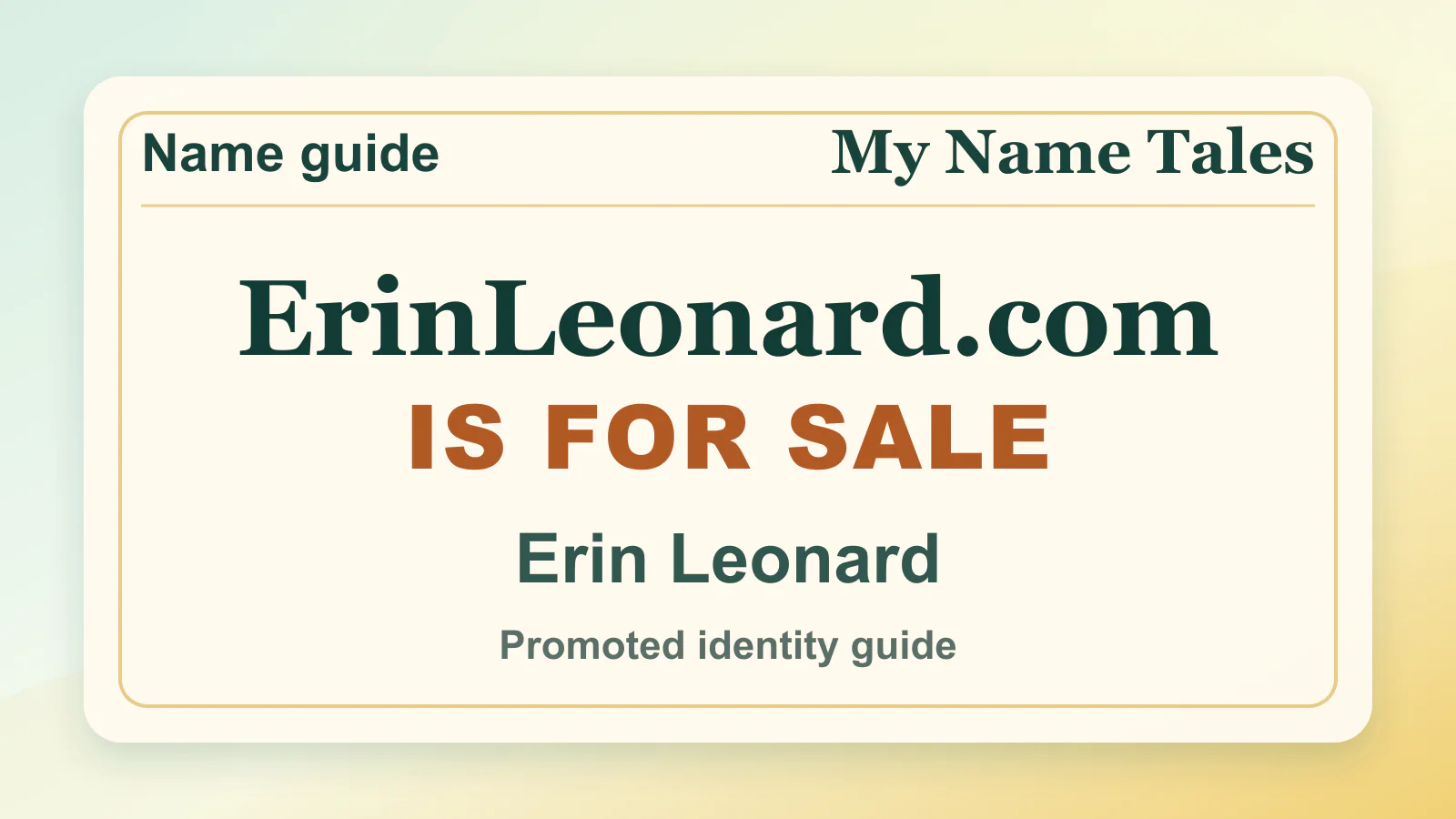 Erin Leonard personal name guide thumbnail on My Name Tales
