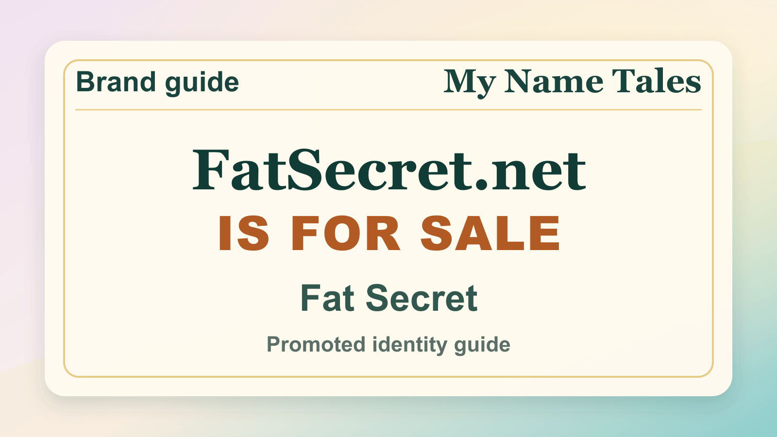 Fat Secret identity guide image — FatSecret.net is for sale
