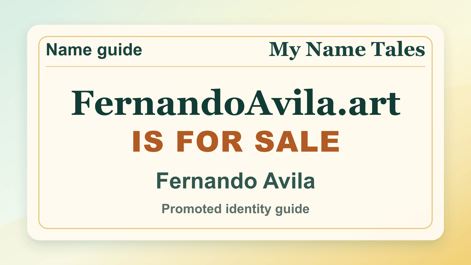 Fernando Avila identity guide image — FernandoAvila.art is for sale