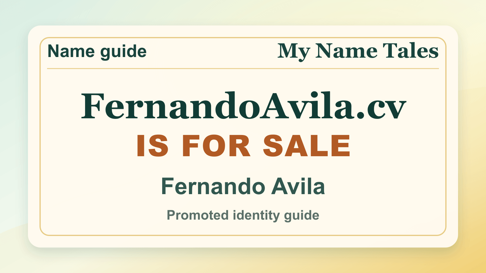 Fernando Avila identity guide image — FernandoAvila.cv is for sale