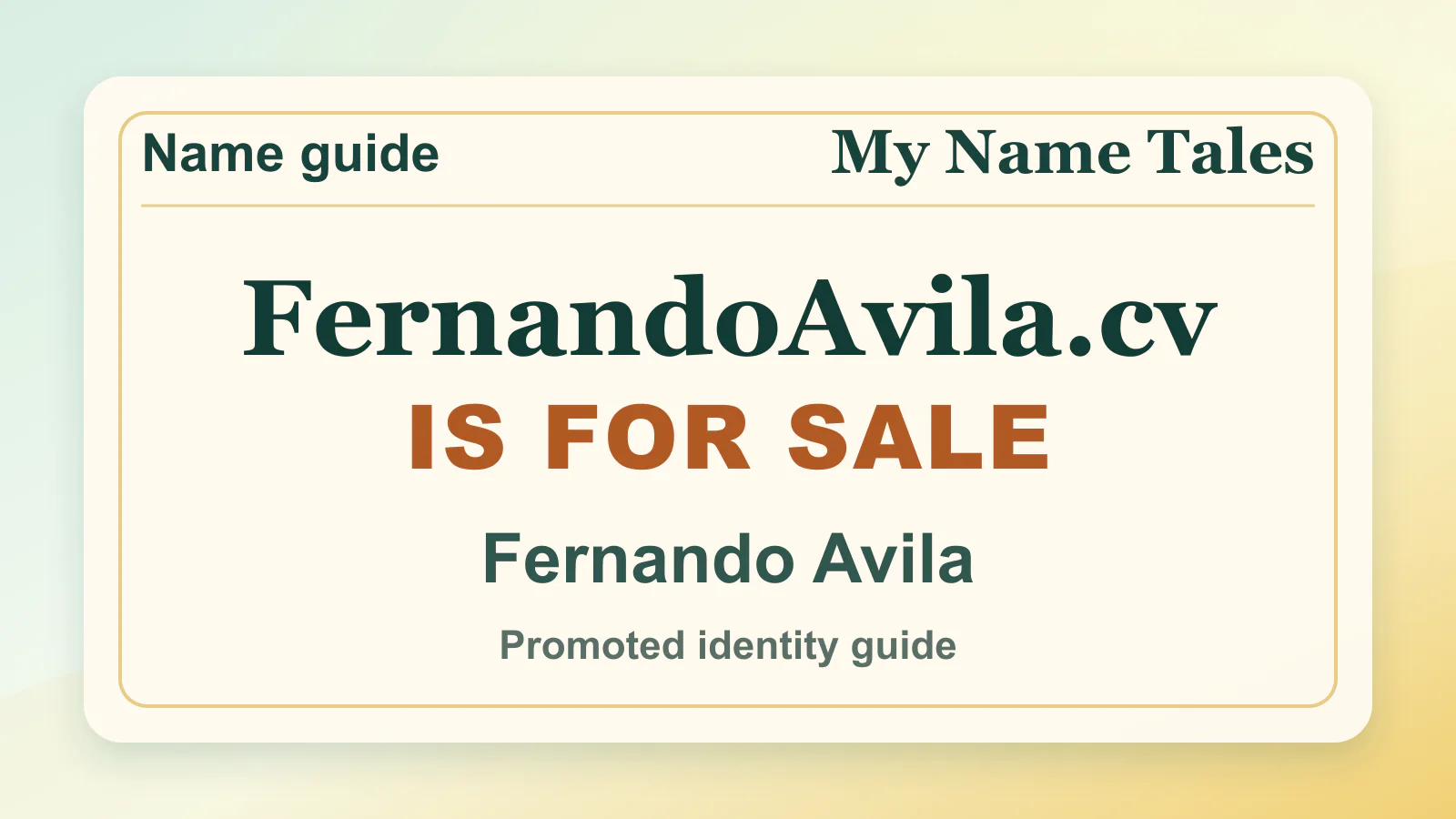 Fernando Avila personal name guide thumbnail on My Name Tales