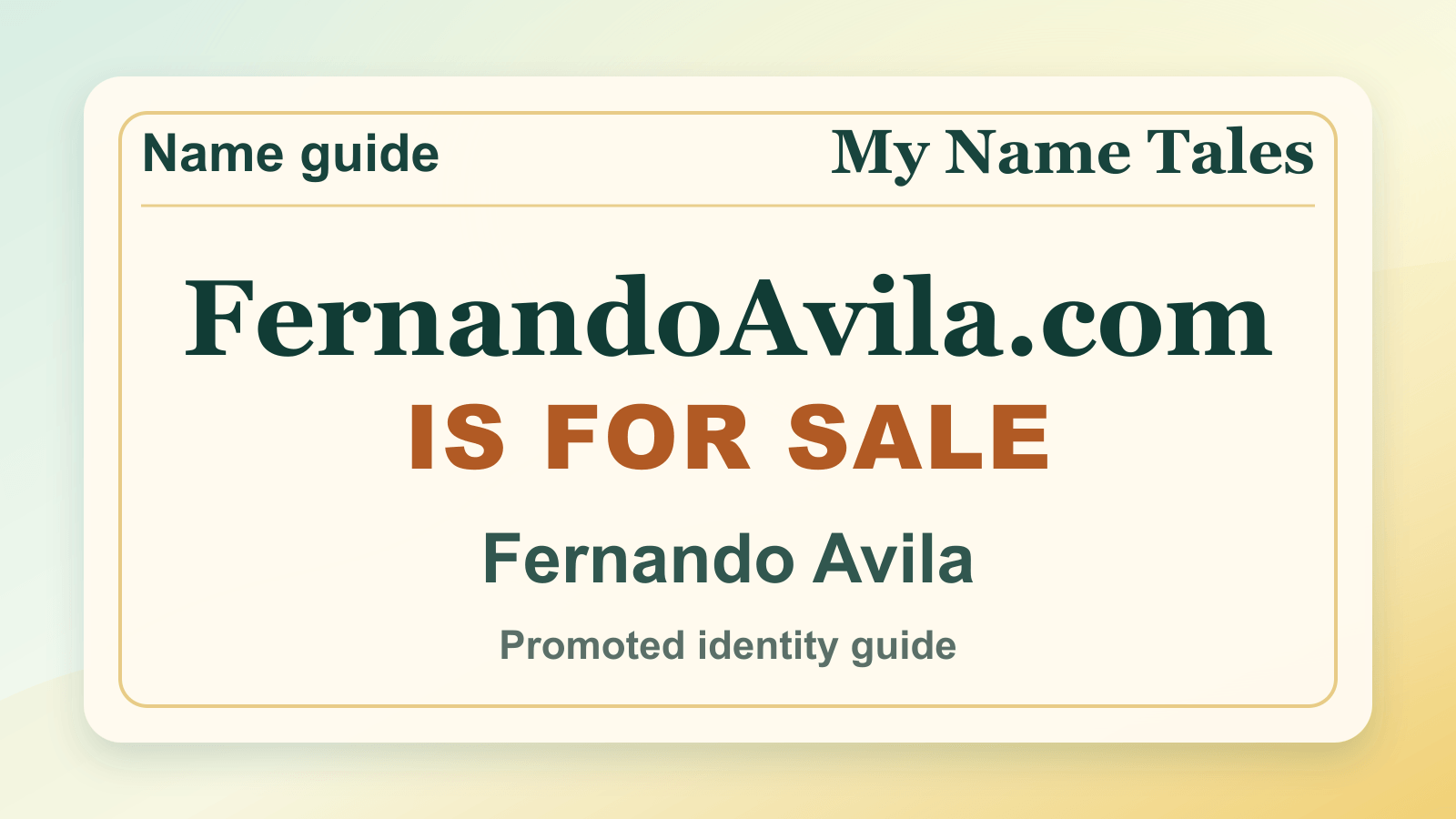 Fernando Avila identity guide image — FernandoAvila.com is for sale