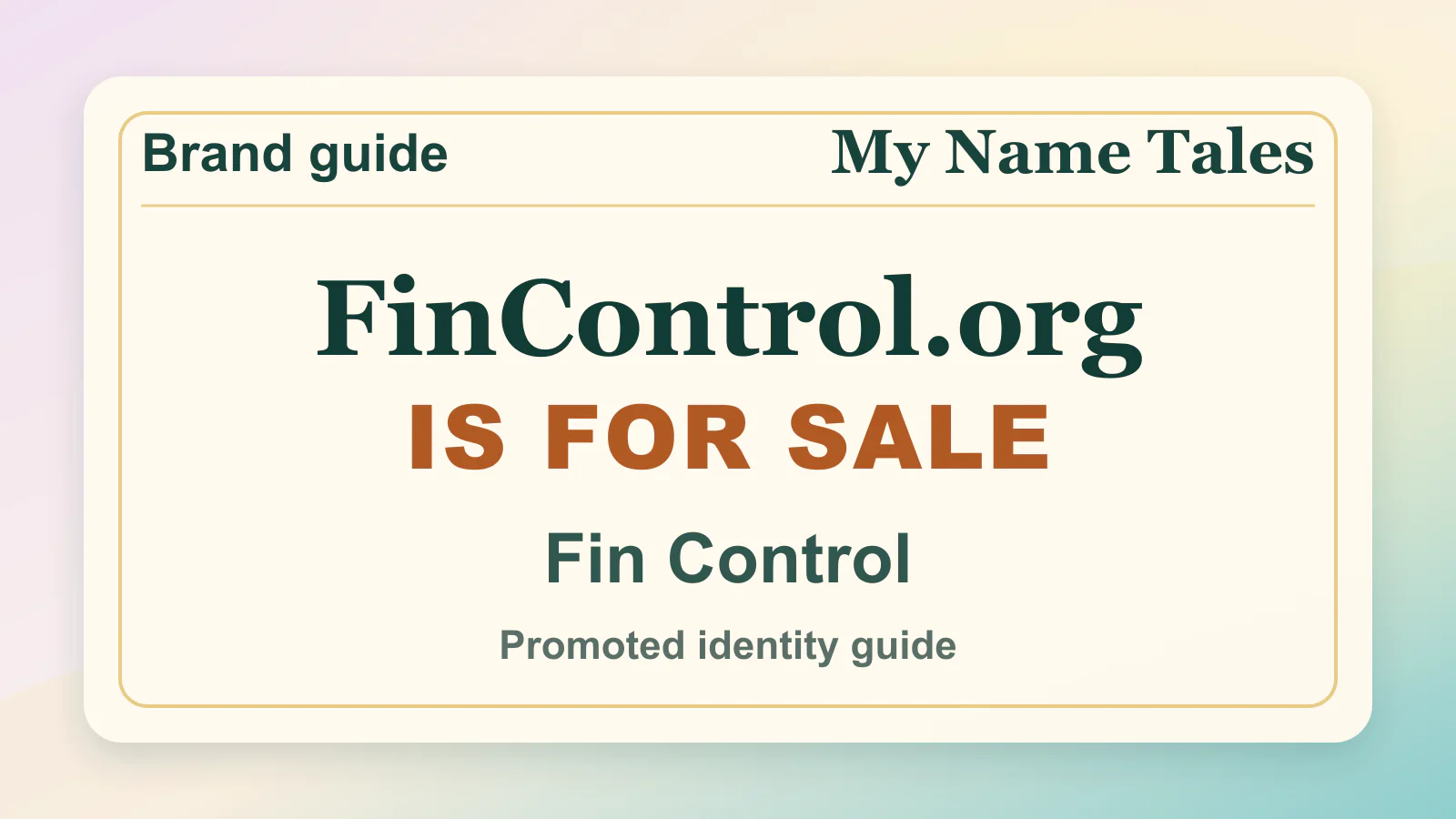 Fin Control brandable domain guide thumbnail on My Name Tales