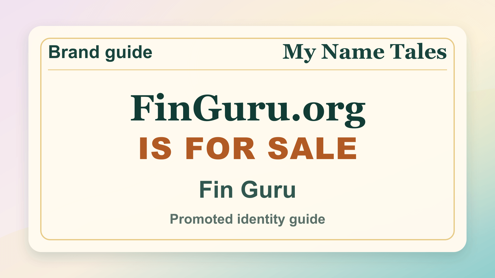 Fin Guru identity guide image — FinGuru.org is for sale