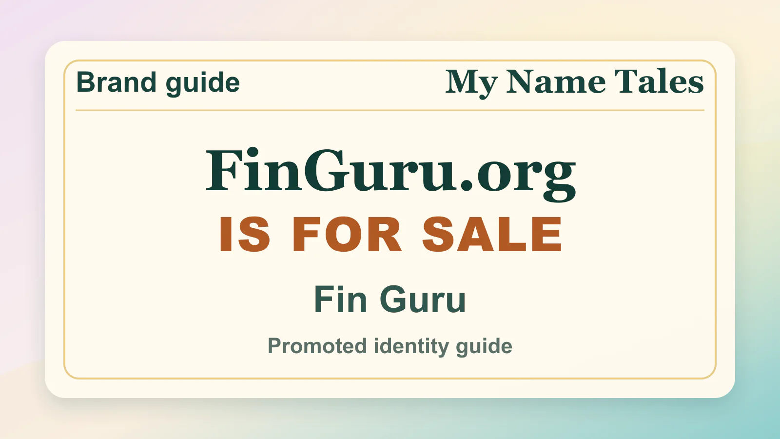 Fin Guru brandable domain guide thumbnail on My Name Tales