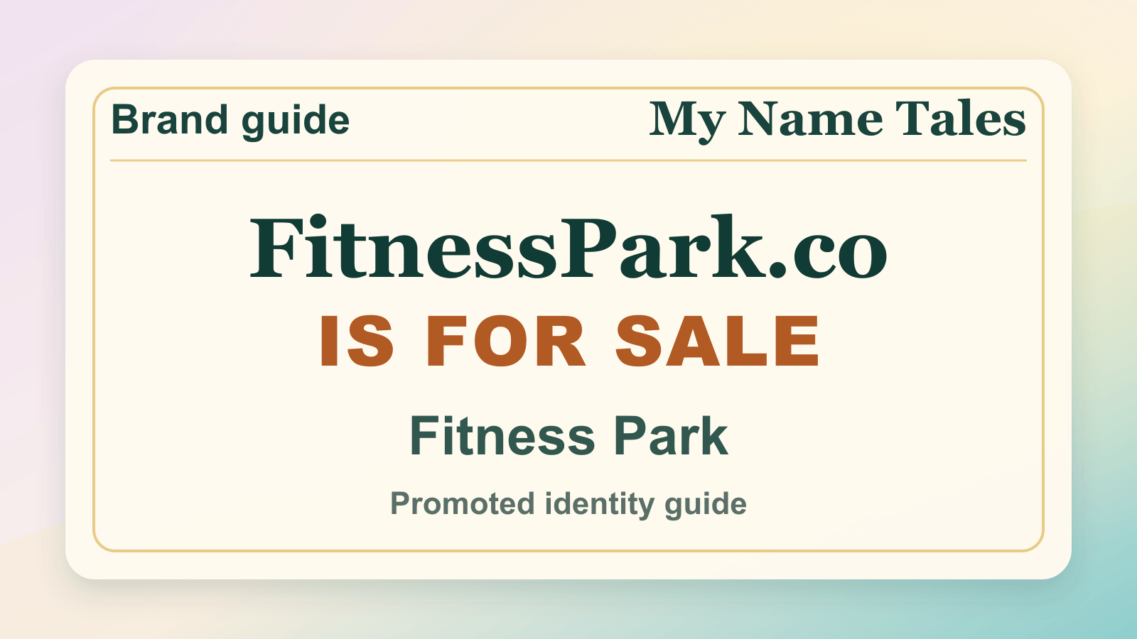 Fitness Park identity guide image — FitnessPark.co is for sale