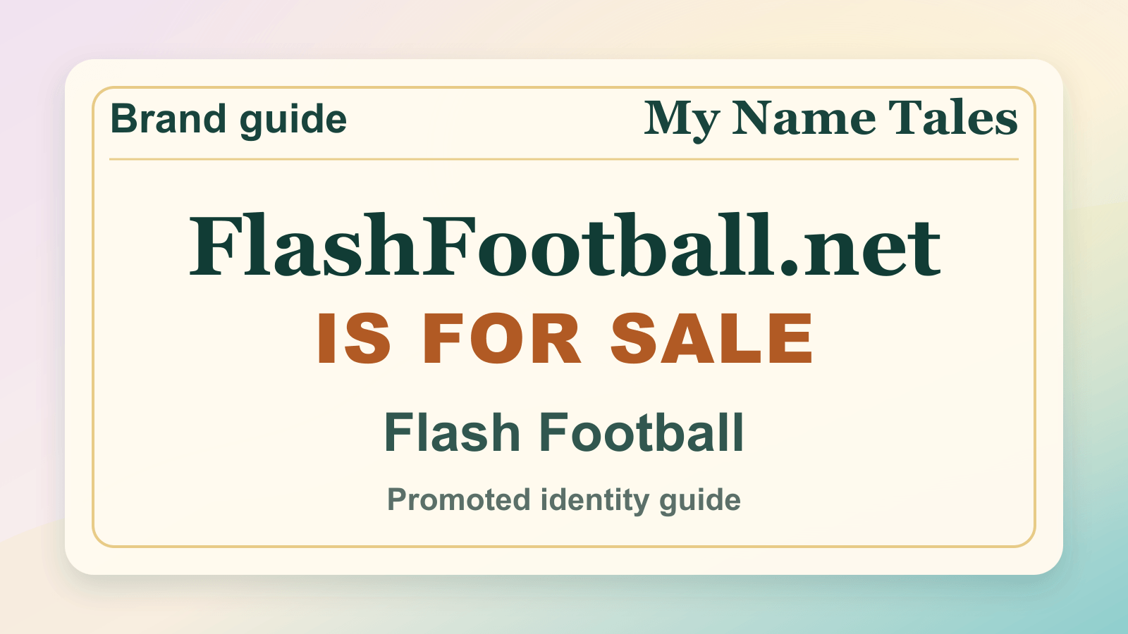 Flash Football identity guide image — FlashFootball.net is for sale
