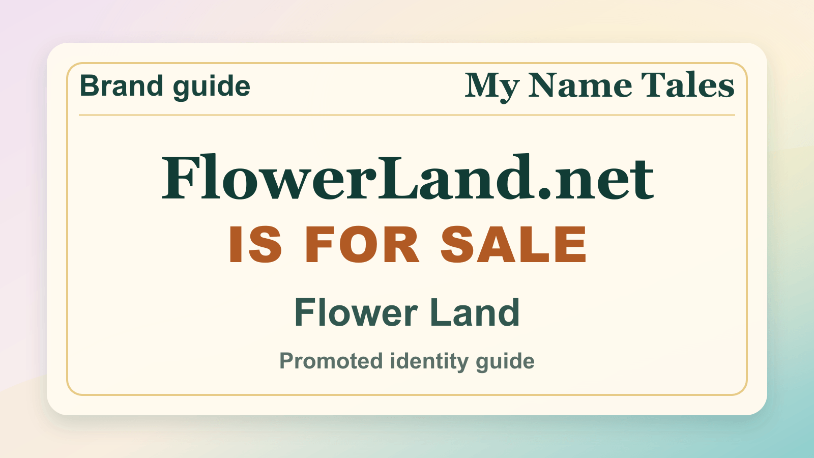 Flower Land identity guide image — FlowerLand.net is for sale